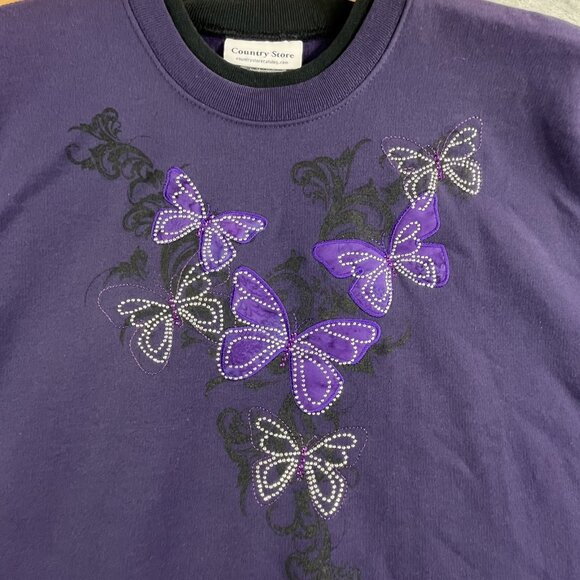 Country Store Sweatshirt Womens Large Butterfly Embroidered Pullover Crewneck - Picture 4 of 9